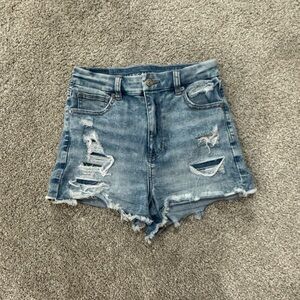 Distressed Denim Blue Shorts